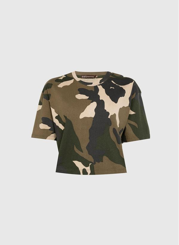Camiseta Cropped Camuflado Bo.Bô Feminino G